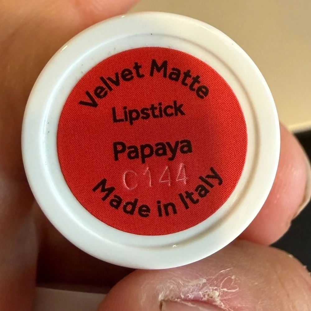 No7 Velvet Matte Lipstick Papaya C144 Bright Coral Red Made in Italy Full Size